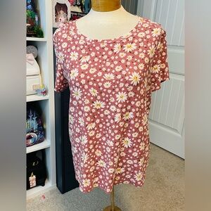 Floral Pink Planet Gold Top